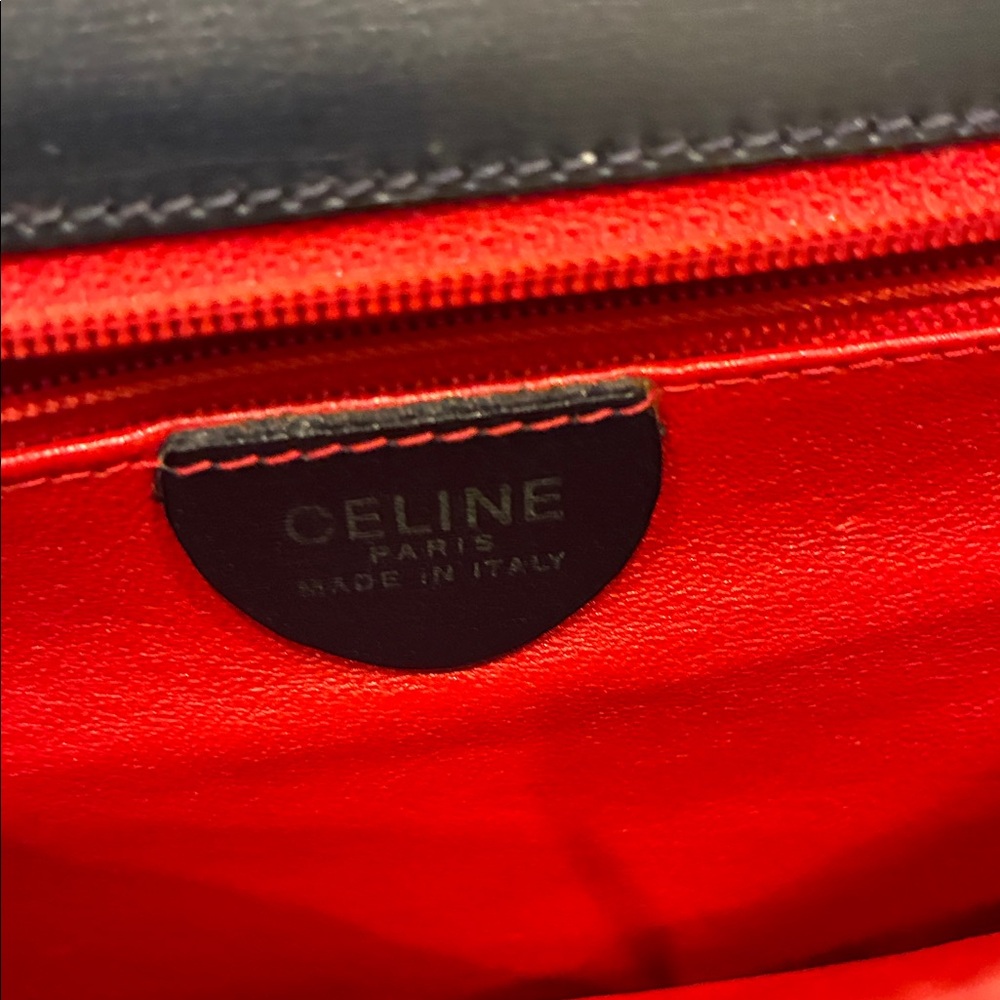 Celine Navy Shoulder Bag with Gold Accent - Picture 10 of 10